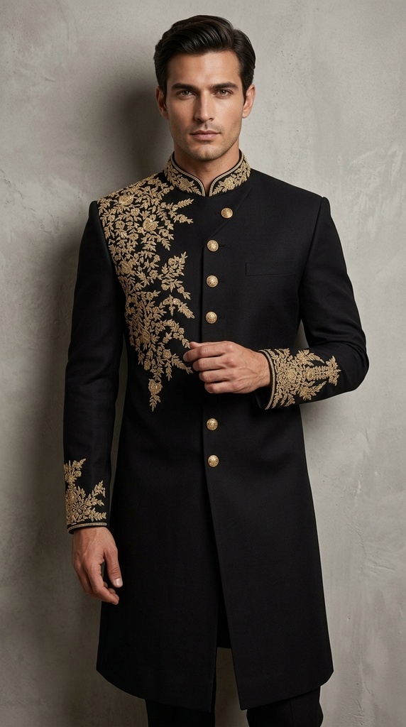 [o14] Royal Noir sherwani