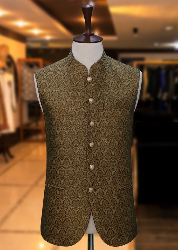 [o22] Olive Gold Tailored Bundi
