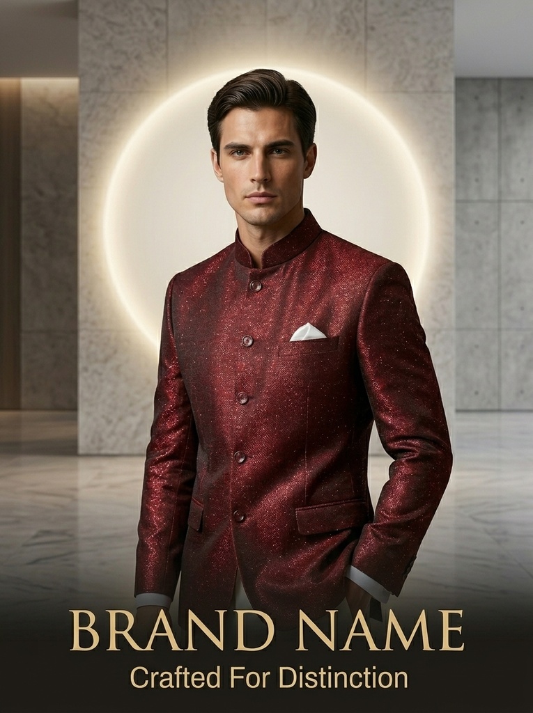 [jodhpuri12] Maroon Textured Jodhpuri Suit Set