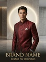 Maroon Textured Jodhpuri Suit Set