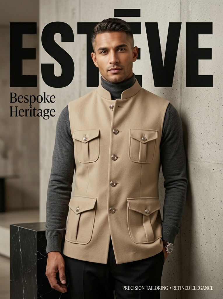 [sadri1] Camel Utility Flap-Pocket Sadri